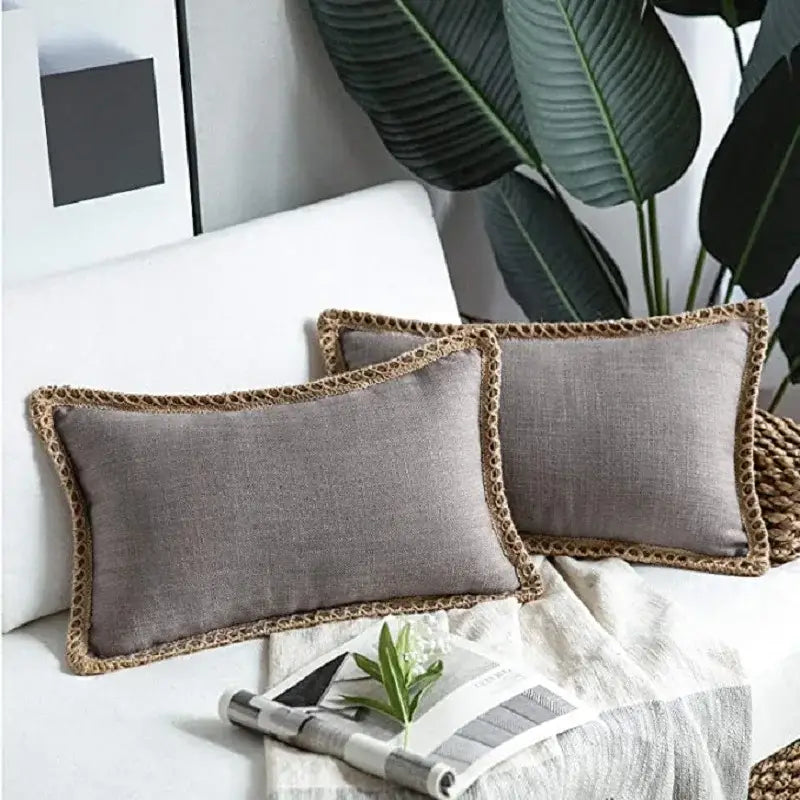 Gray Linen Throw Pillow Covers