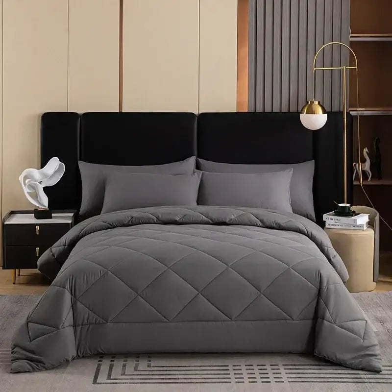 Gray Quilted Quilt Set