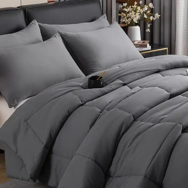 Gray Quilted King Comforter