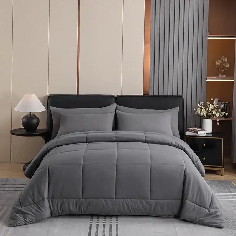 Gray Quilted King Comforter