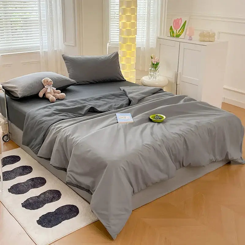 Gray Satin Quilted Duvet