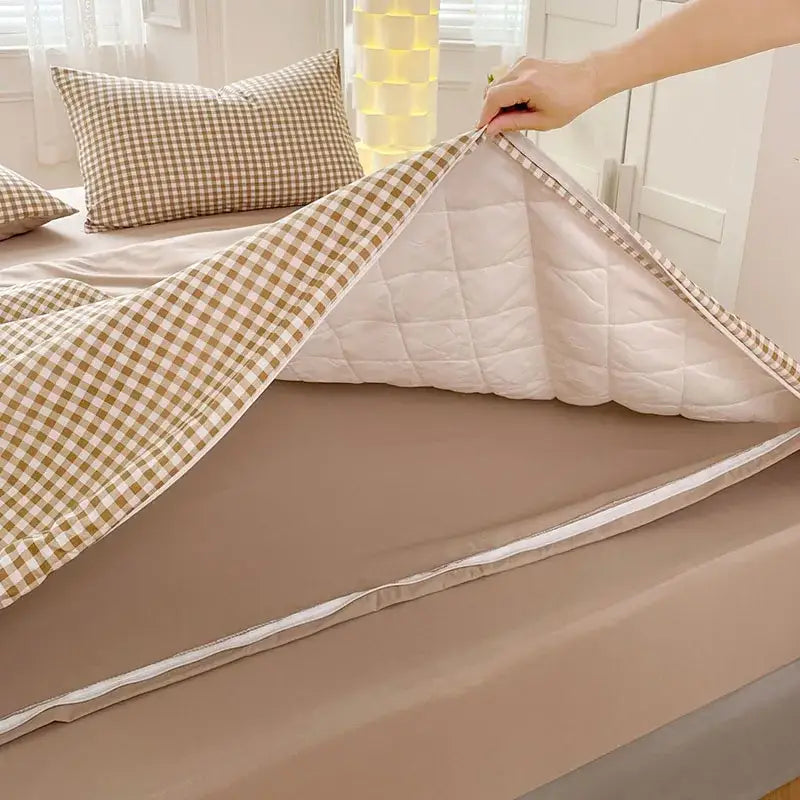 Gray Satin Quilted Duvet