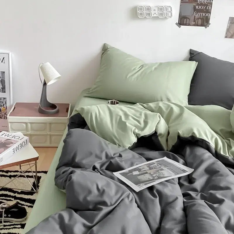 Gray Satin Quilted Duvet