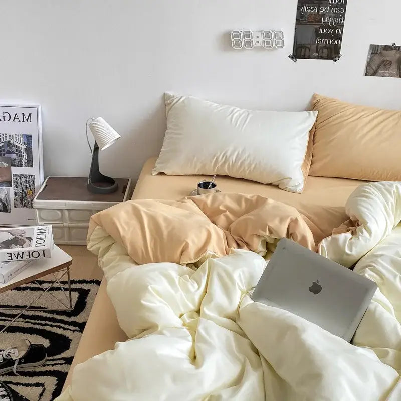 Gray Satin Quilted Duvet