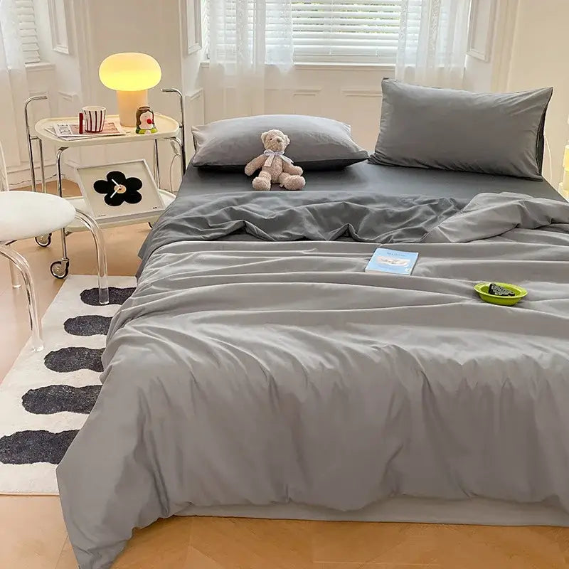 Gray Satin Quilted Duvet