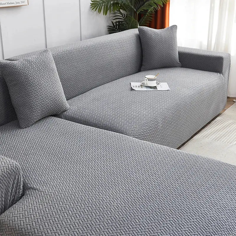 Gray Jacquard Sofa Cover