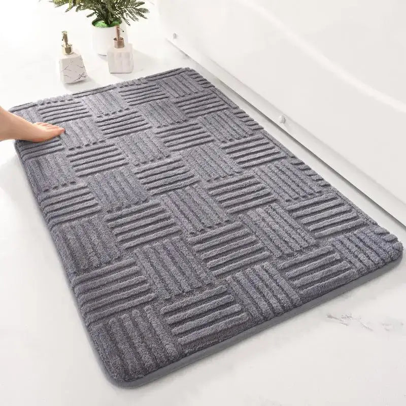 Gray Striped Floor Mat