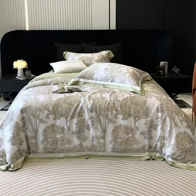 Gray Jungle Print Bedding