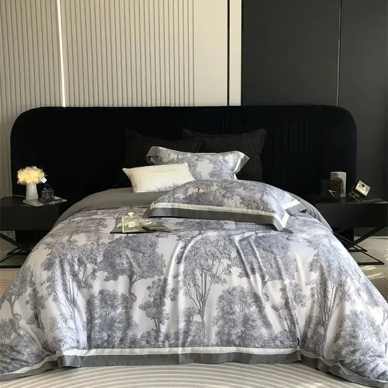 Gray Jungle Print Bedding