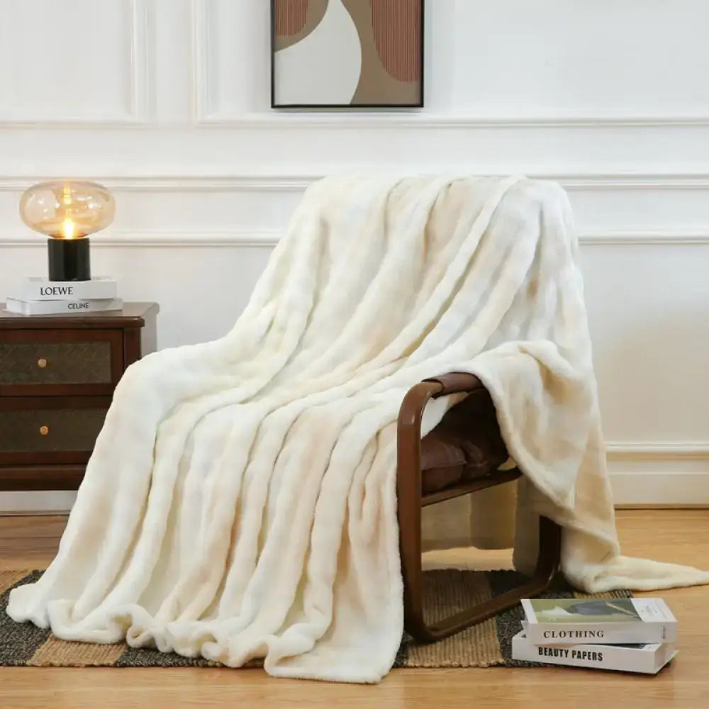 Gray Tie-Dye Fur Throw