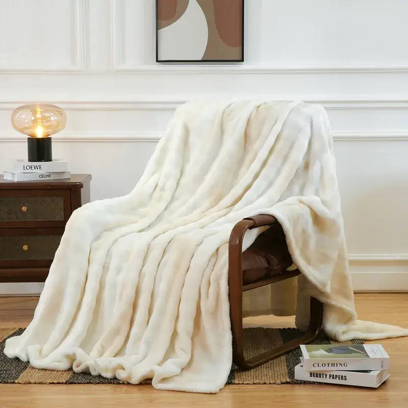 Gray Tie-Dye Fur Throw