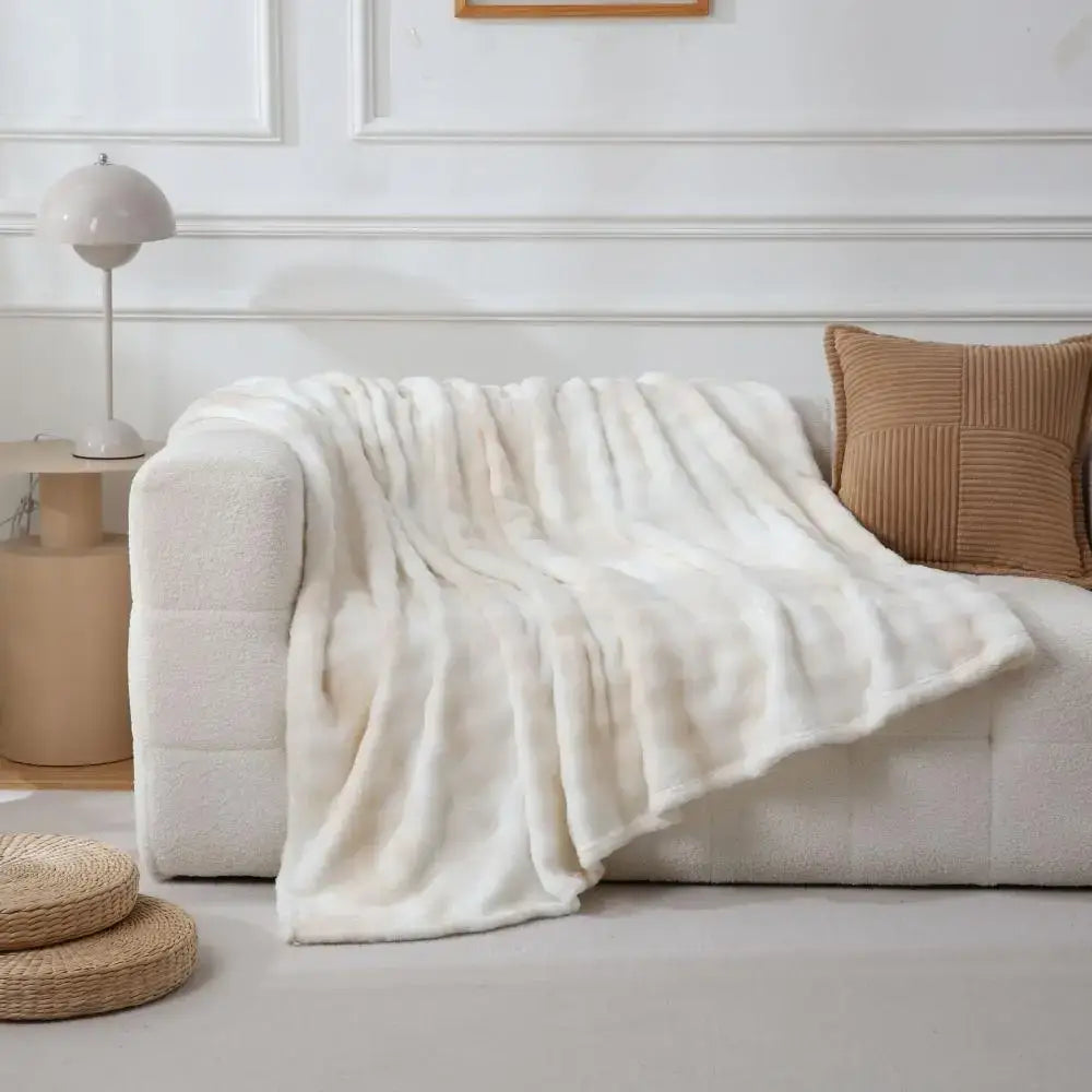 Gray Tie-Dye Fur Throw