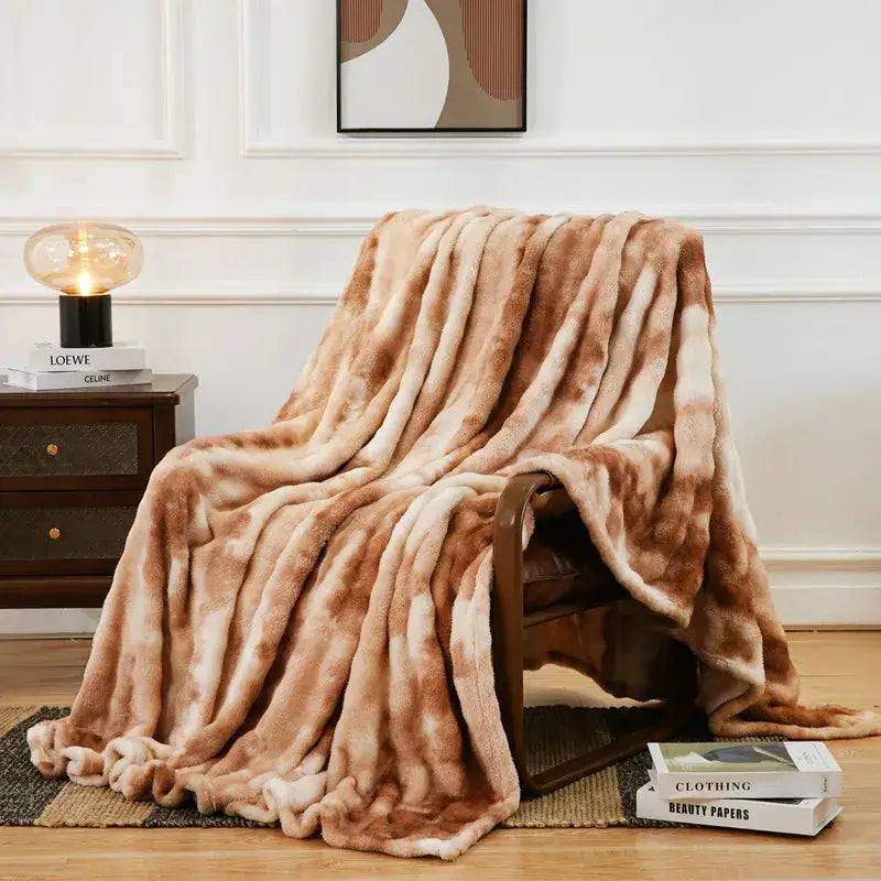 Gray Tie-Dye Fur Throw