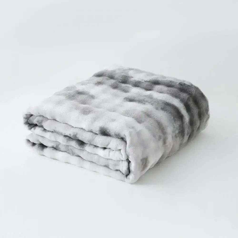 Gray Tie-Dye Fur Throw