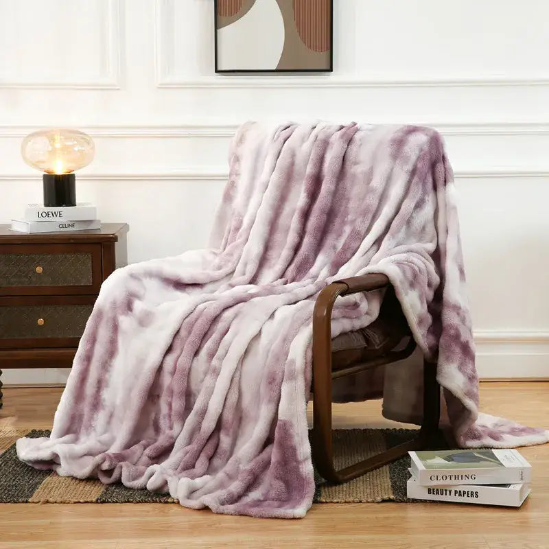 Gray Tie-Dye Fur Throw