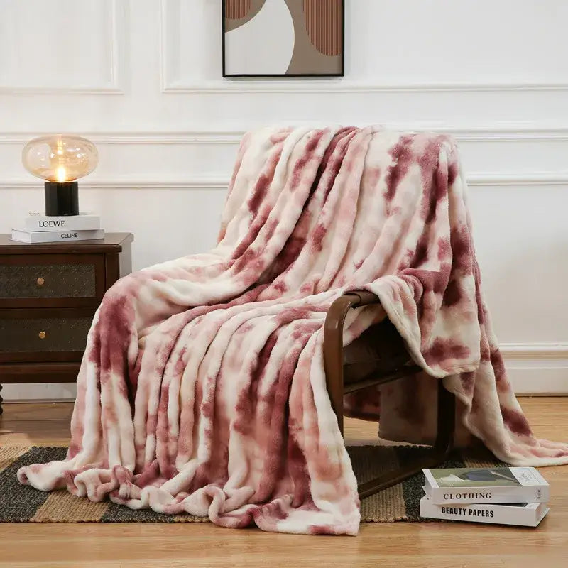 Gray Tie-Dye Fur Throw