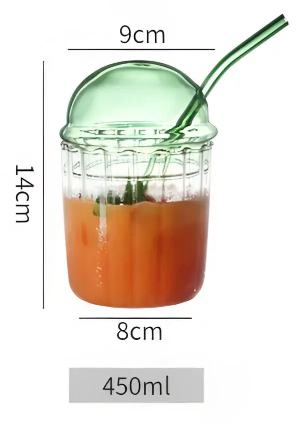 Green Striped Glass Cup