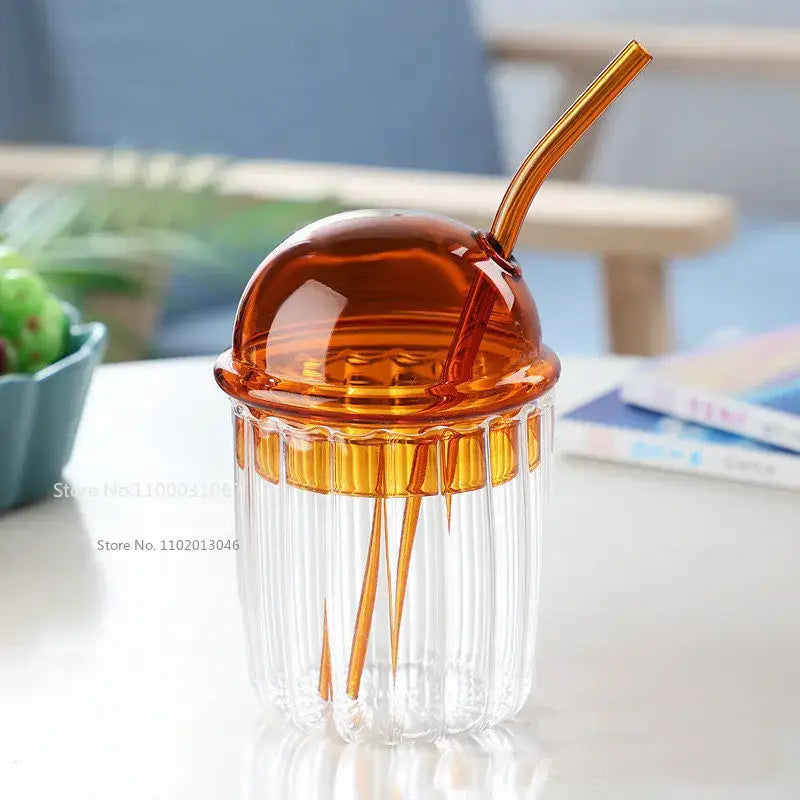 Green Striped Glass Cup