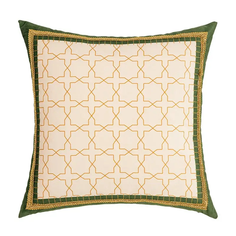 Green Geometric Tufted Cushion