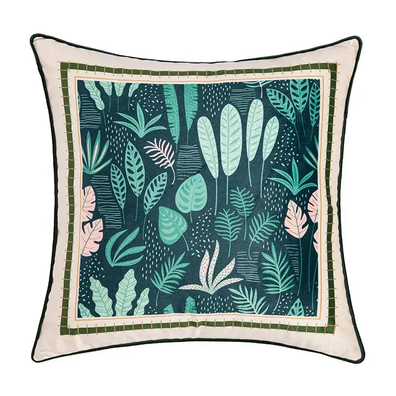 Green Geometric Tufted Cushion
