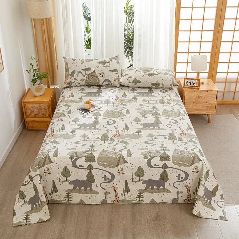 Green Panda Cotton Bedspread