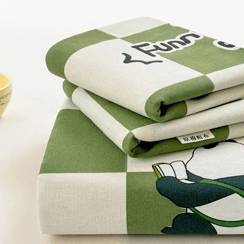 Green Panda Cotton Bedspread