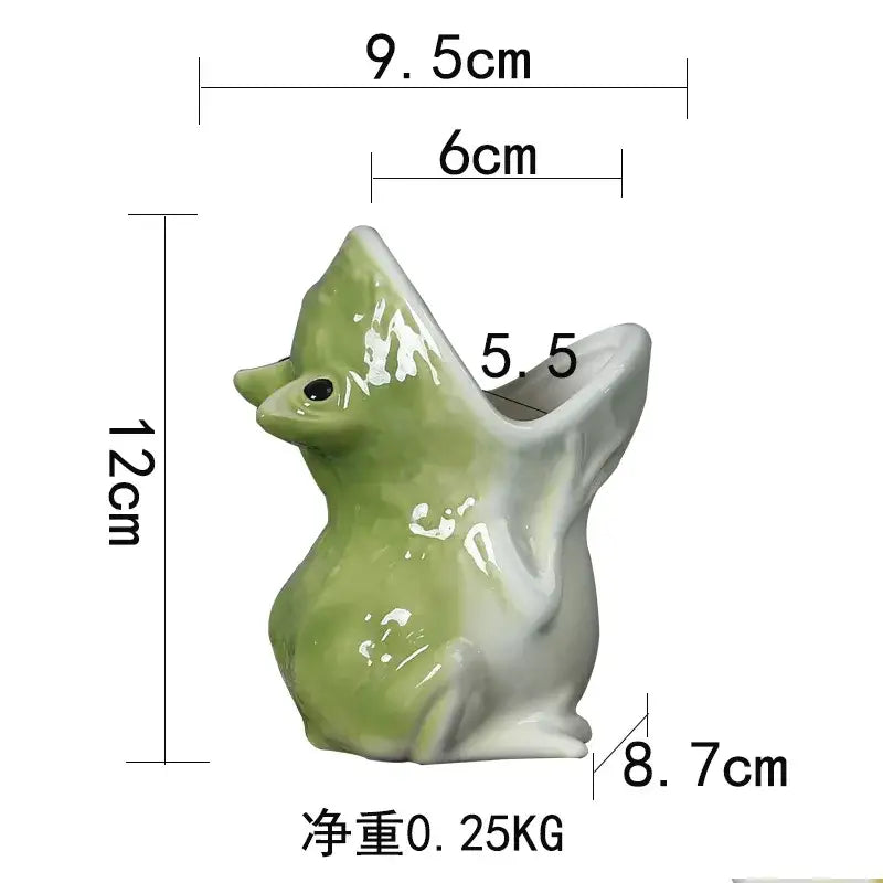 Green Ceramic Frog Planter