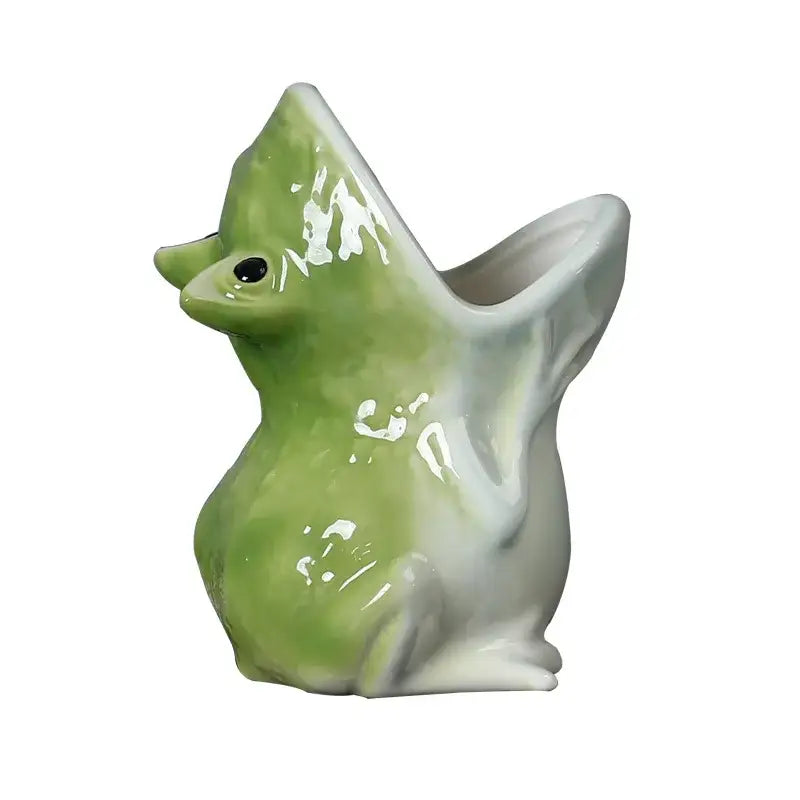 Green Ceramic Frog Planter