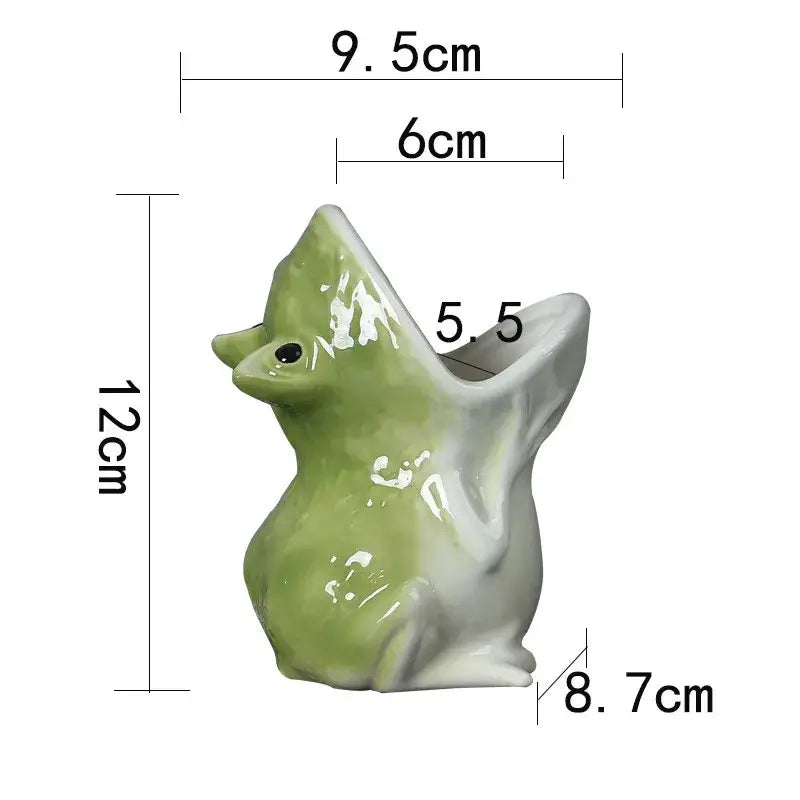 Green Ceramic Frog Planter