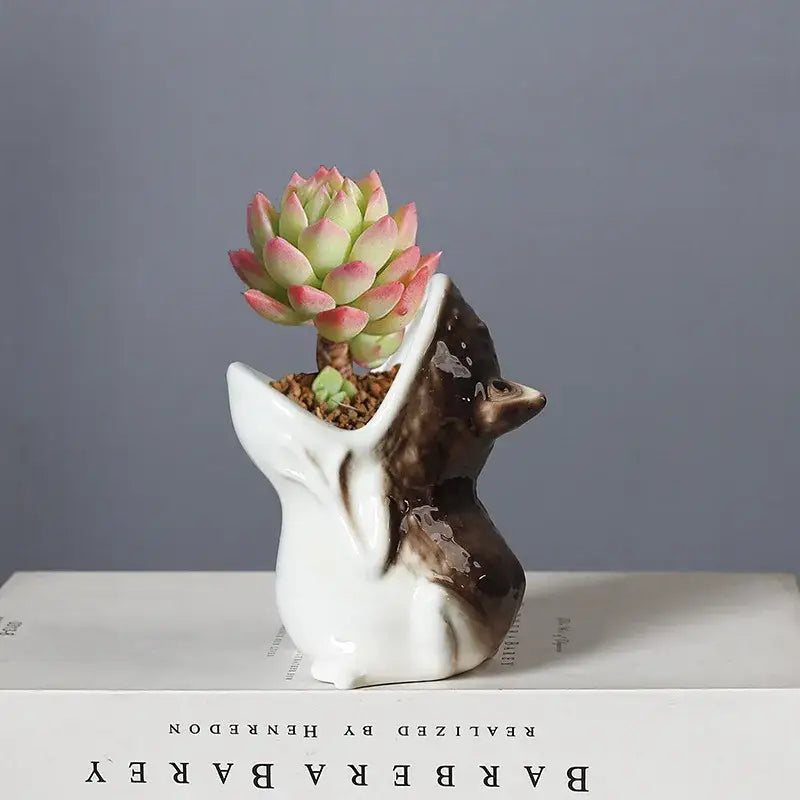 Green Ceramic Frog Planter