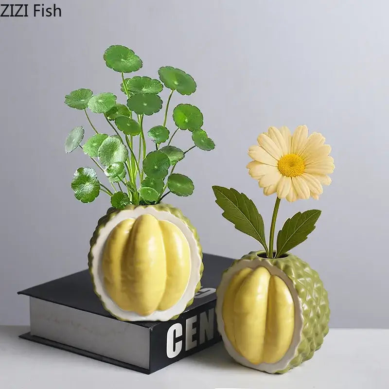 Green Ceramic Durian Vase Set