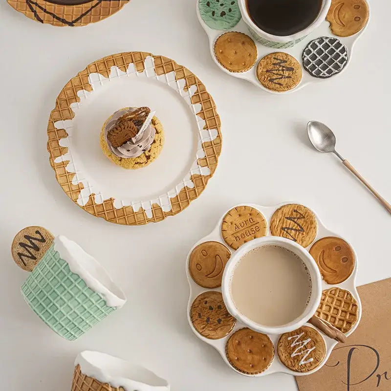 Green Beige Ceramic Tableware