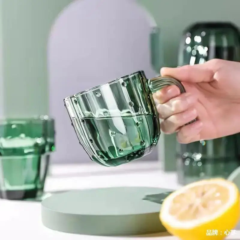 Green Cactus Glass Mug