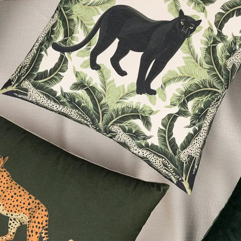 Green Jungle Panther Cushion