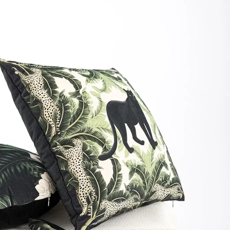 Green Jungle Panther Cushion