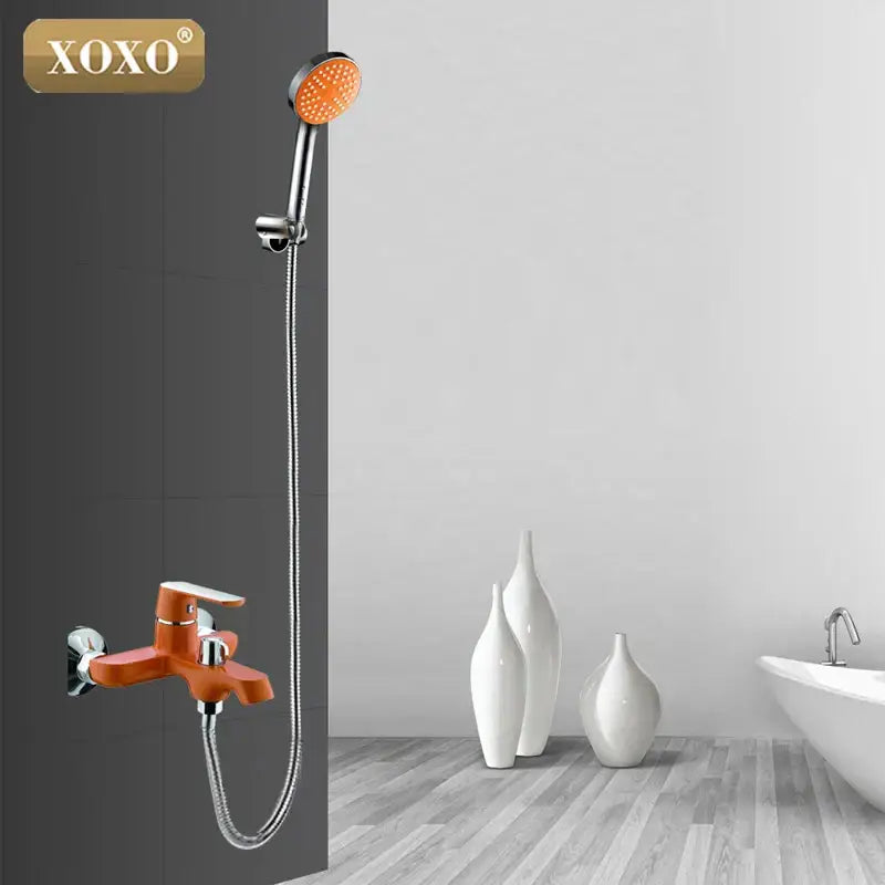 Orange Chrome Shower Set