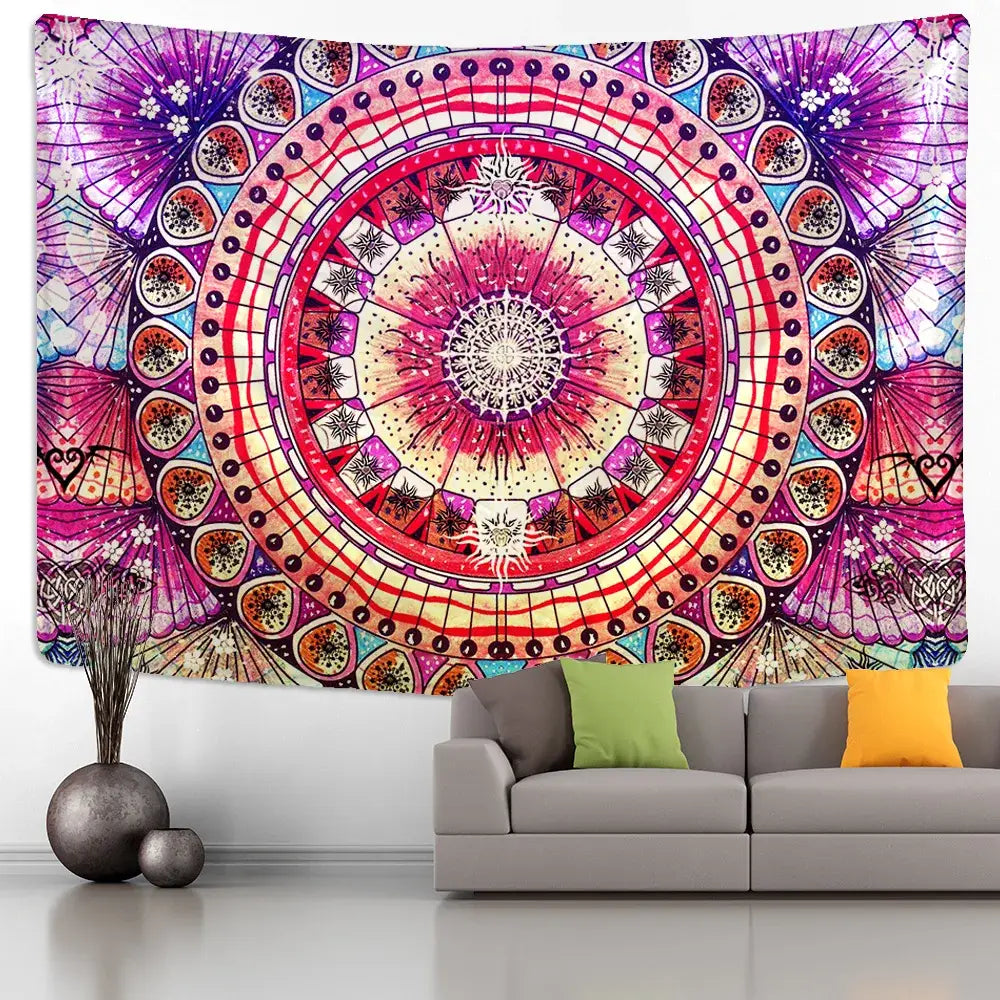 Green Mandala Wall Tapestry