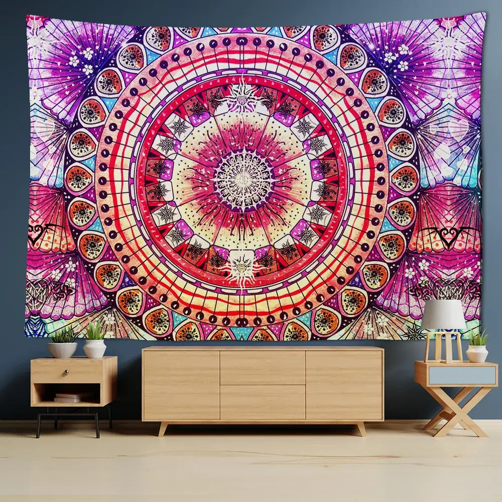 Green Mandala Wall Tapestry