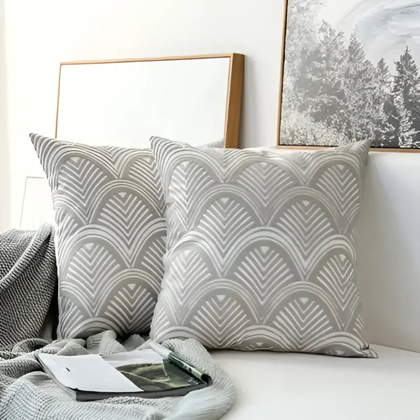 Grey Geometric Cushion Cover