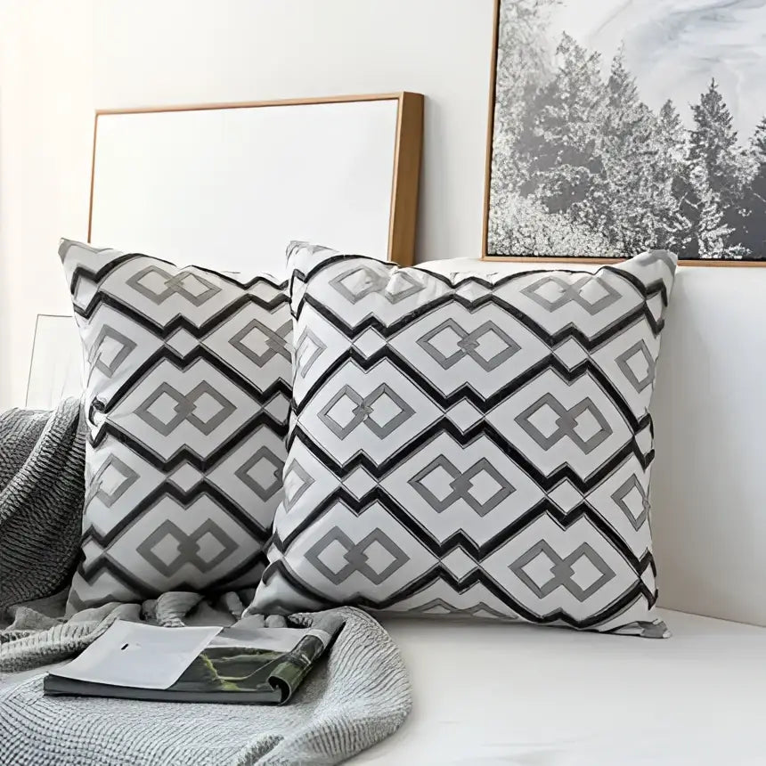 Grey Geometric Cushion Cover