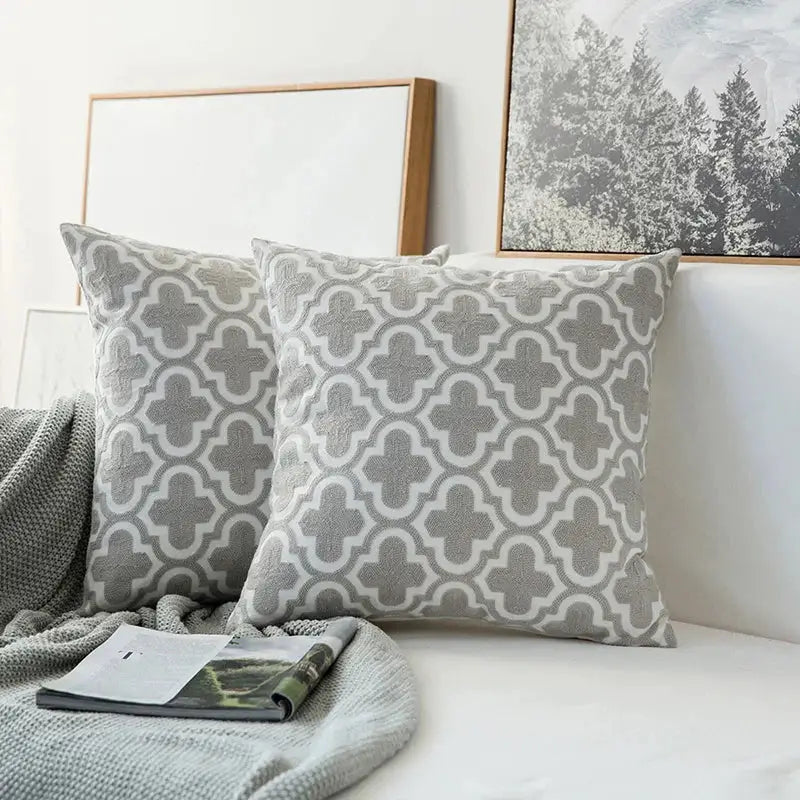 Grey Geometric Cushion Cover