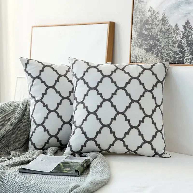 Grey Geometric Cushion Cover