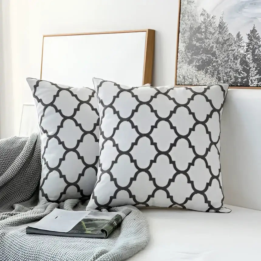 Grey Geometric Cushion Cover