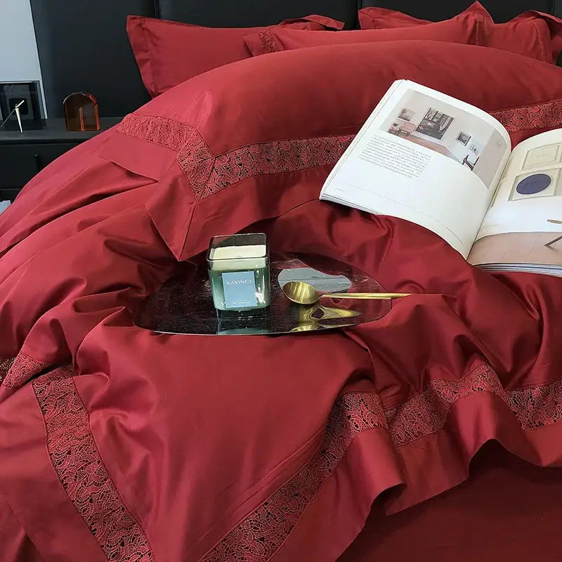 Grey Lace Cotton Bedding