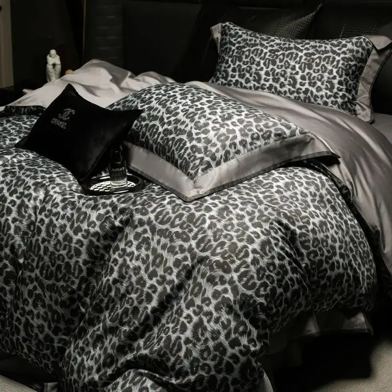 Grey Leopard Cotton Bedding