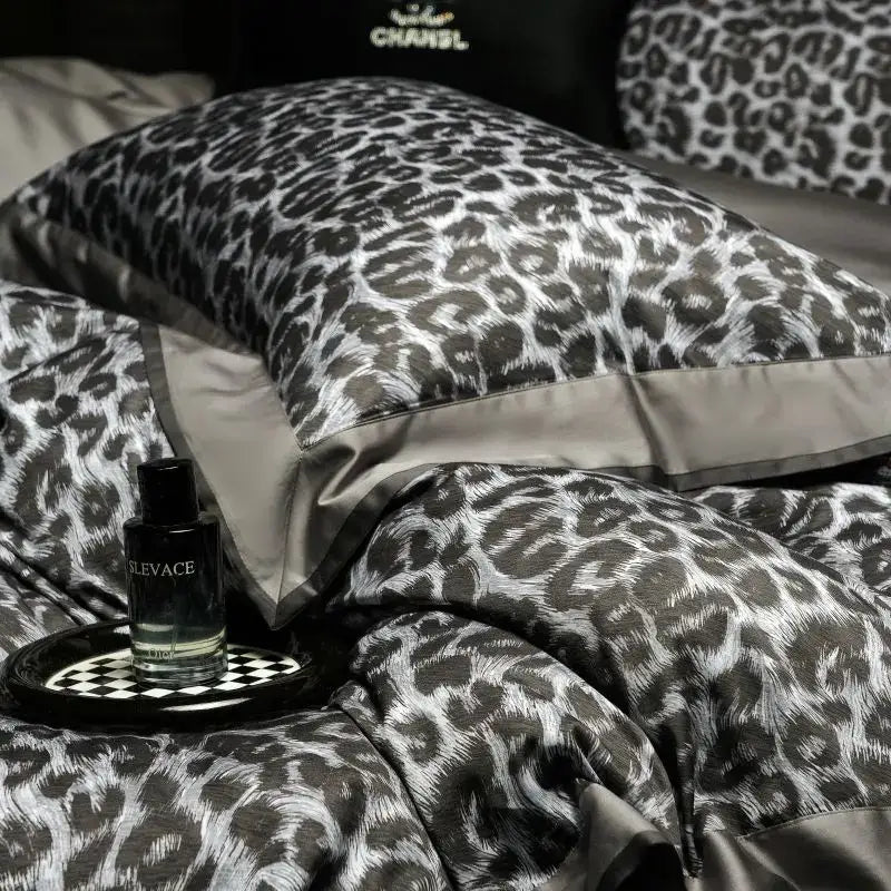 Grey Leopard Cotton Bedding