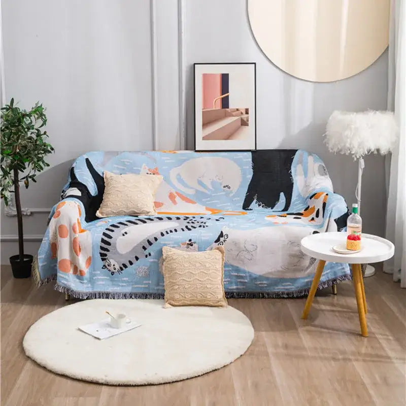 Pumpkin Cat Tassel Blanket