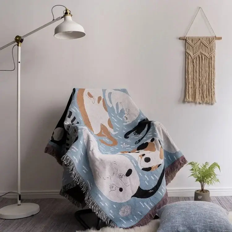 Pumpkin Cat Tassel Blanket