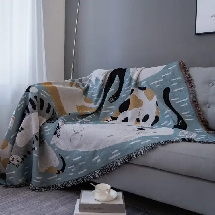 Pumpkin Cat Tassel Blanket