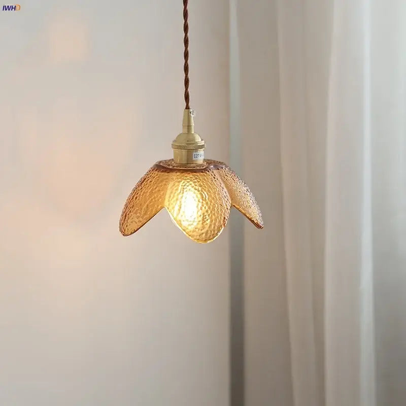 Amber Glass 12cm Entryway Pendant Light